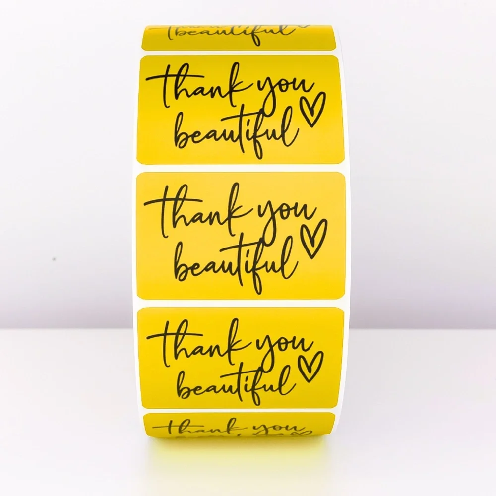 Thank You Beautiful Stickers | Pink Heart Labels for Small Business Packaging